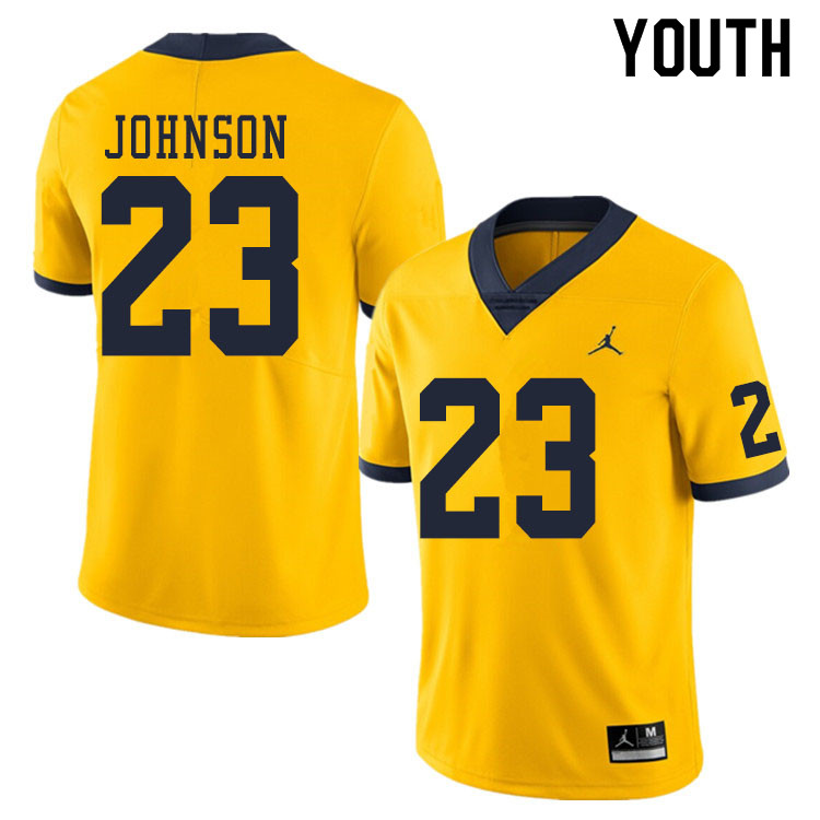 Youth #23 Quinten Johnson Michigan Wolverines College Football Jerseys Sale-Yellow